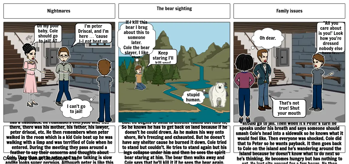 Storyboard of touching spirit bear