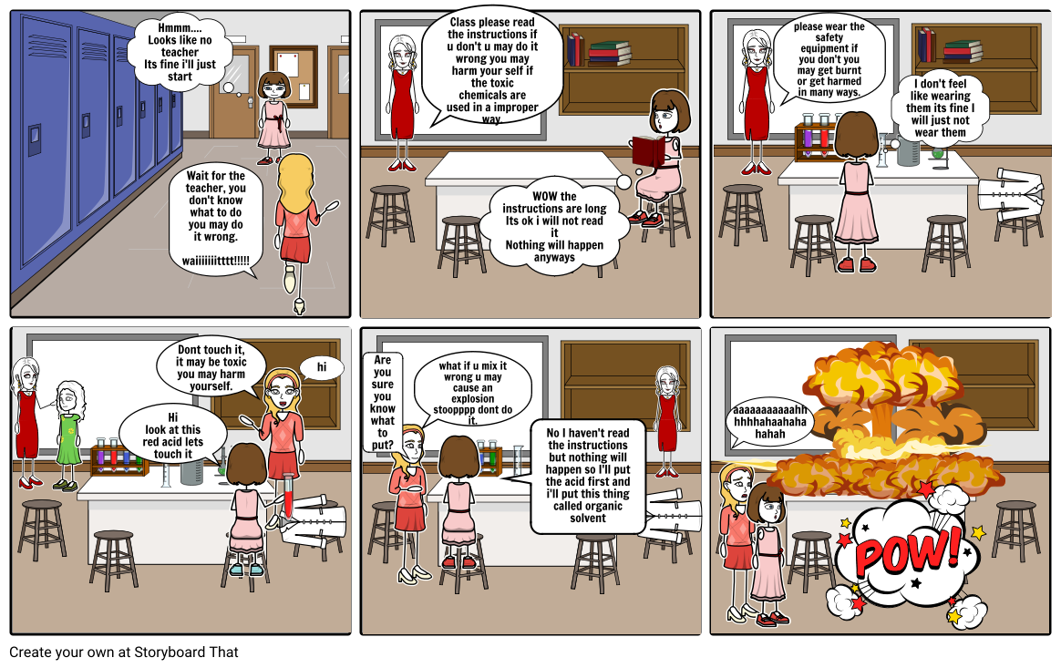 Lab Safety Violations Skit Storyboard by selminzeybek
