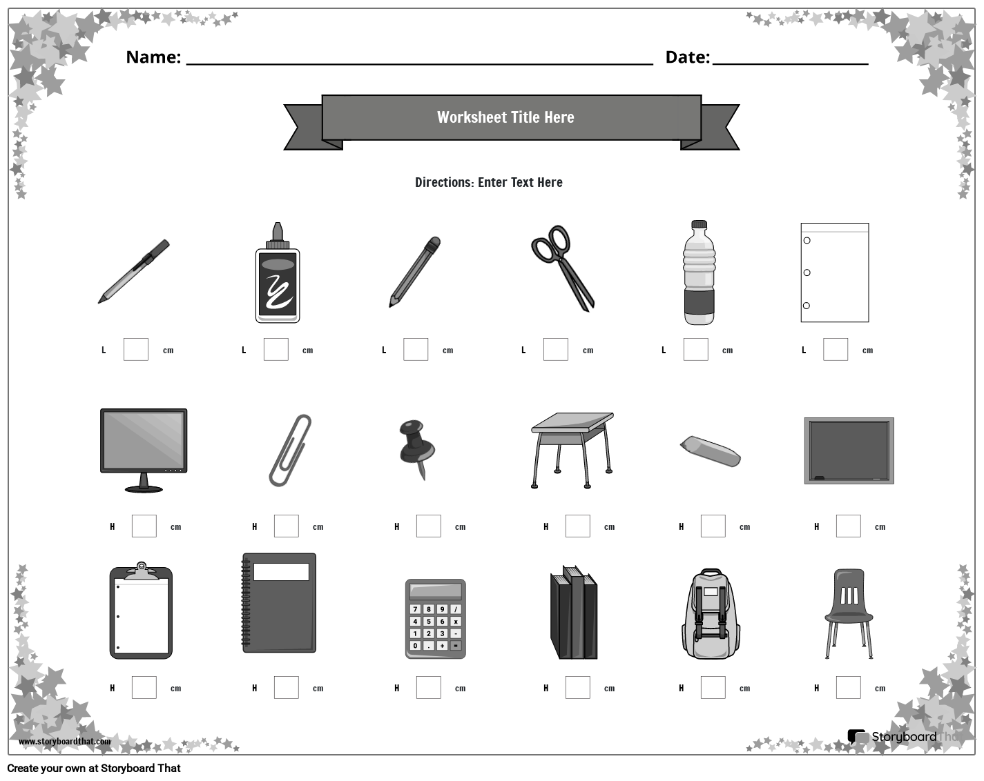 metric-measurement-worksheet-with-classroom-objects-and-star-border-black