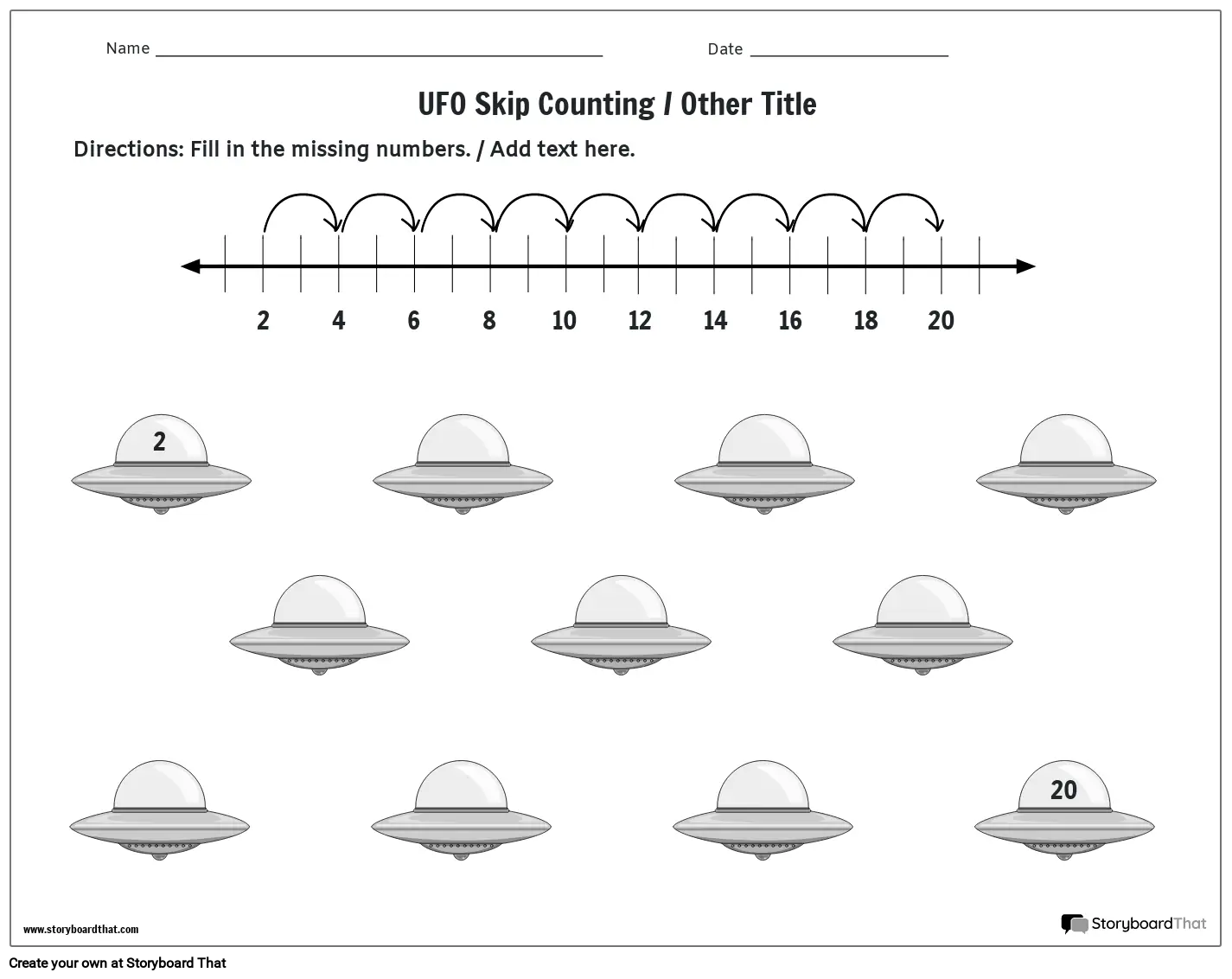 Skip Counting Worksheet With Pictures - BW Storyboard