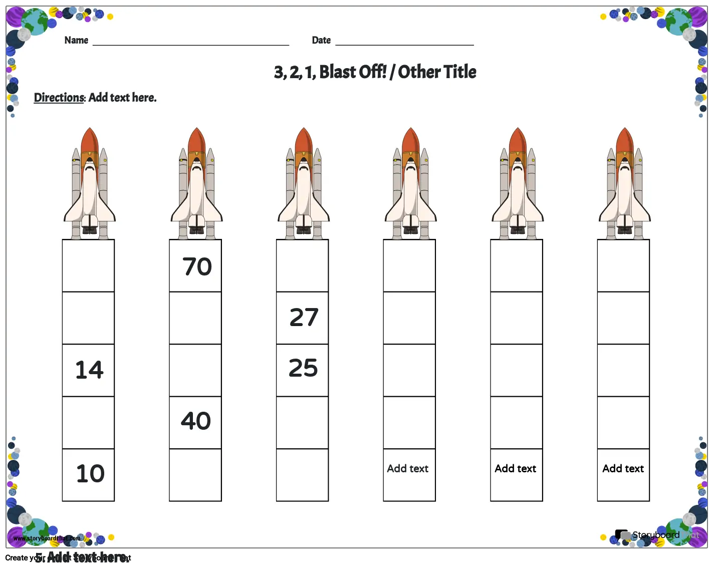 Skip Counting Worksheet with Spaceships