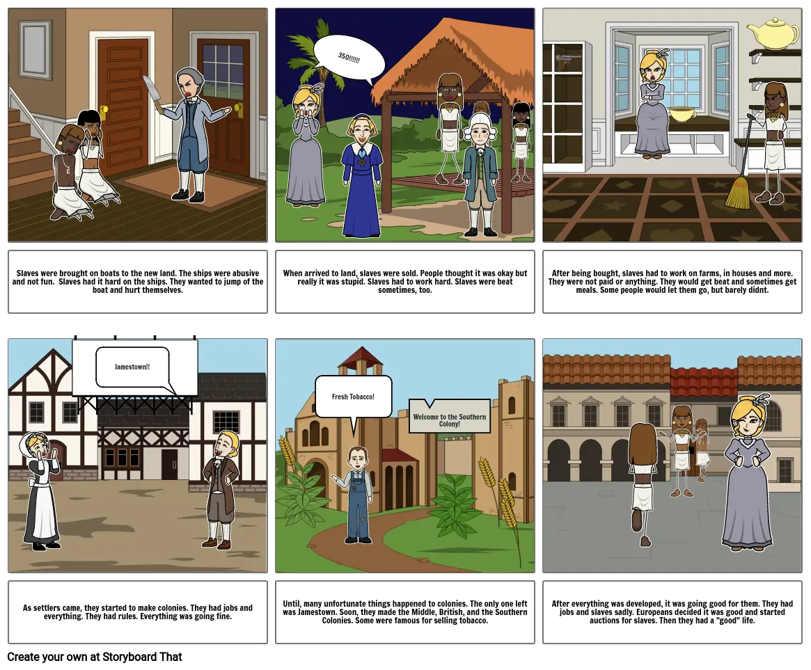 Colonial life for settlers and  slaves