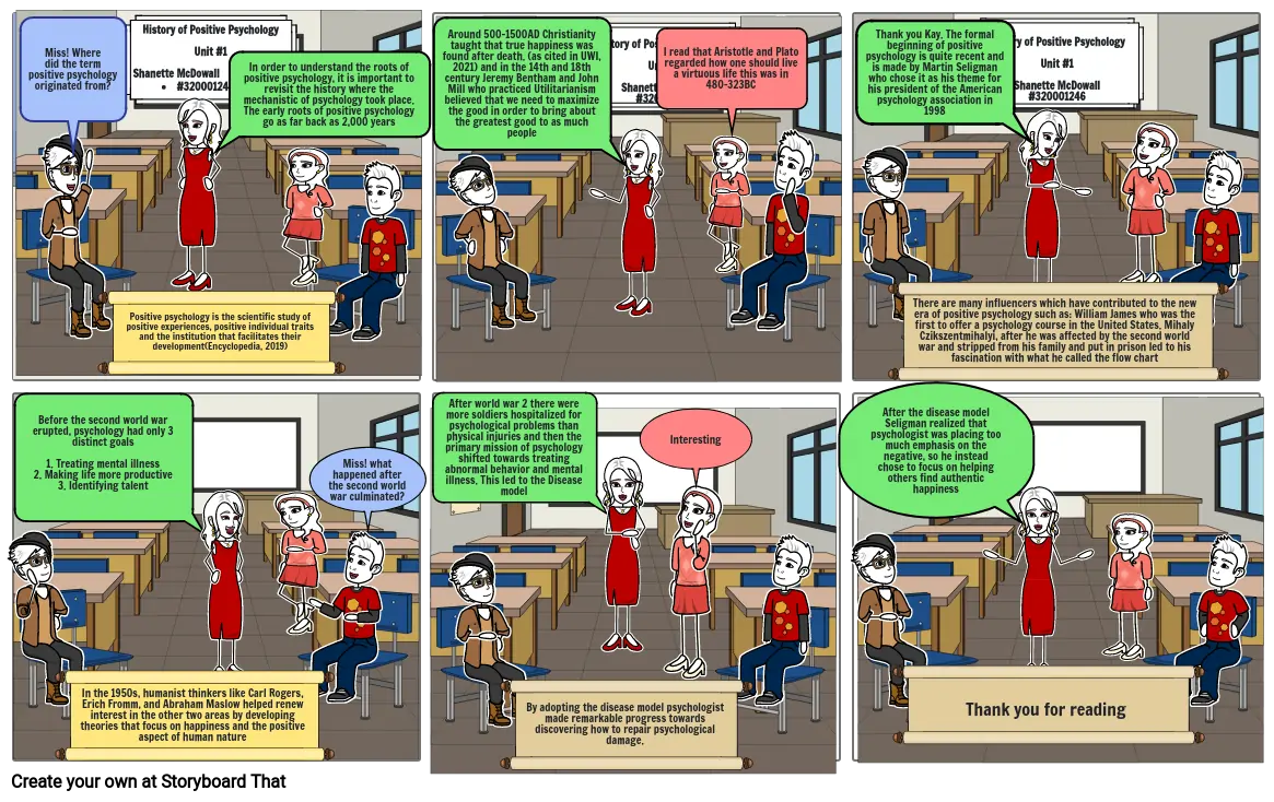 History of positive Psychology Storyboard