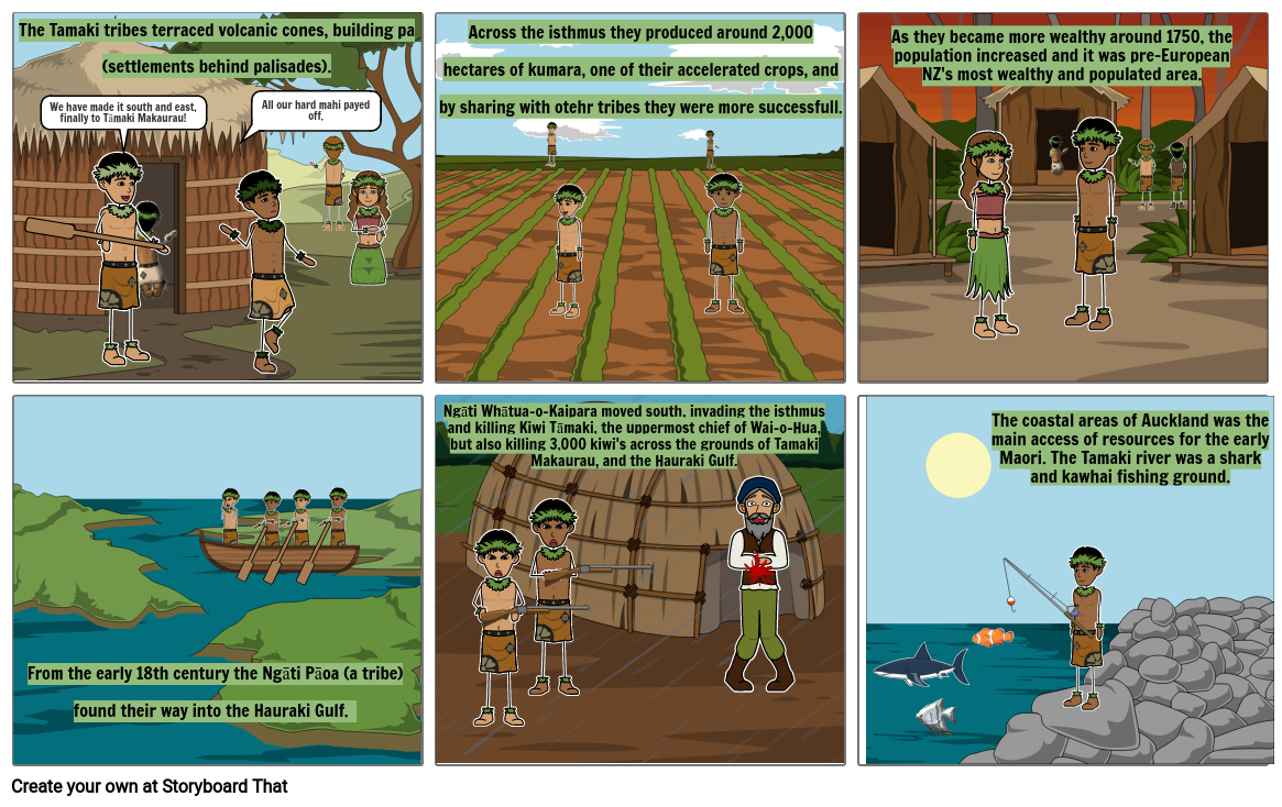 Maori timeline Storyboard by shreeyac