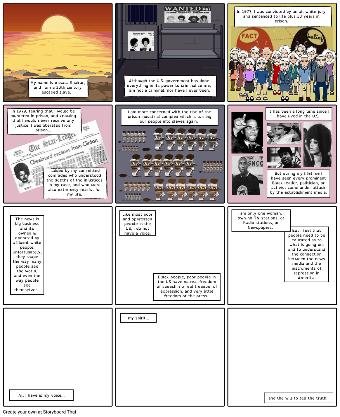Assata Shakur An Open Letter Storyboard Por Sistersunchained