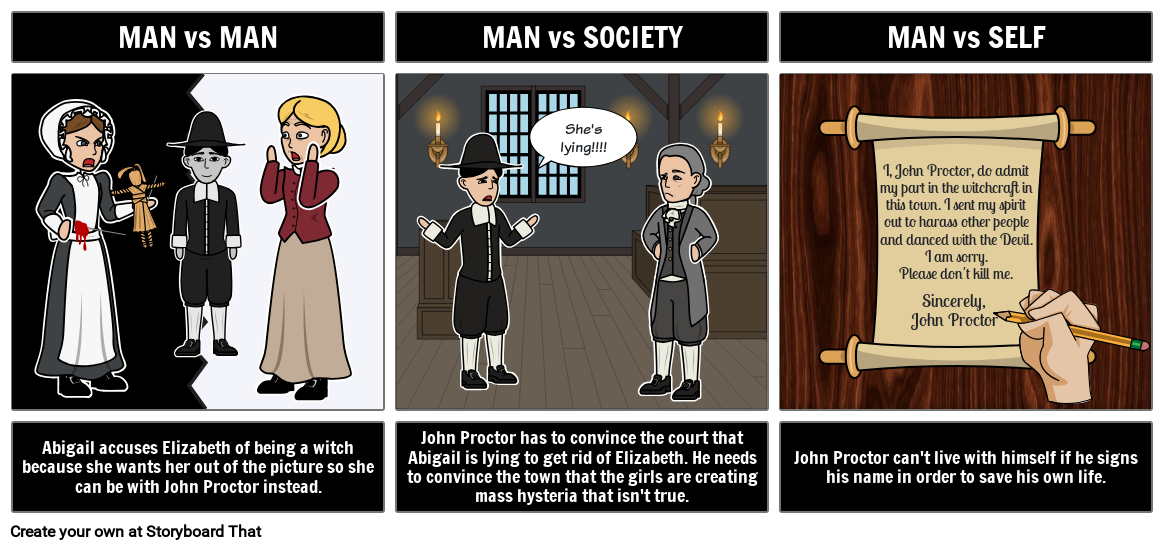 Crucible Literary Conflict Storyboard by skexamples