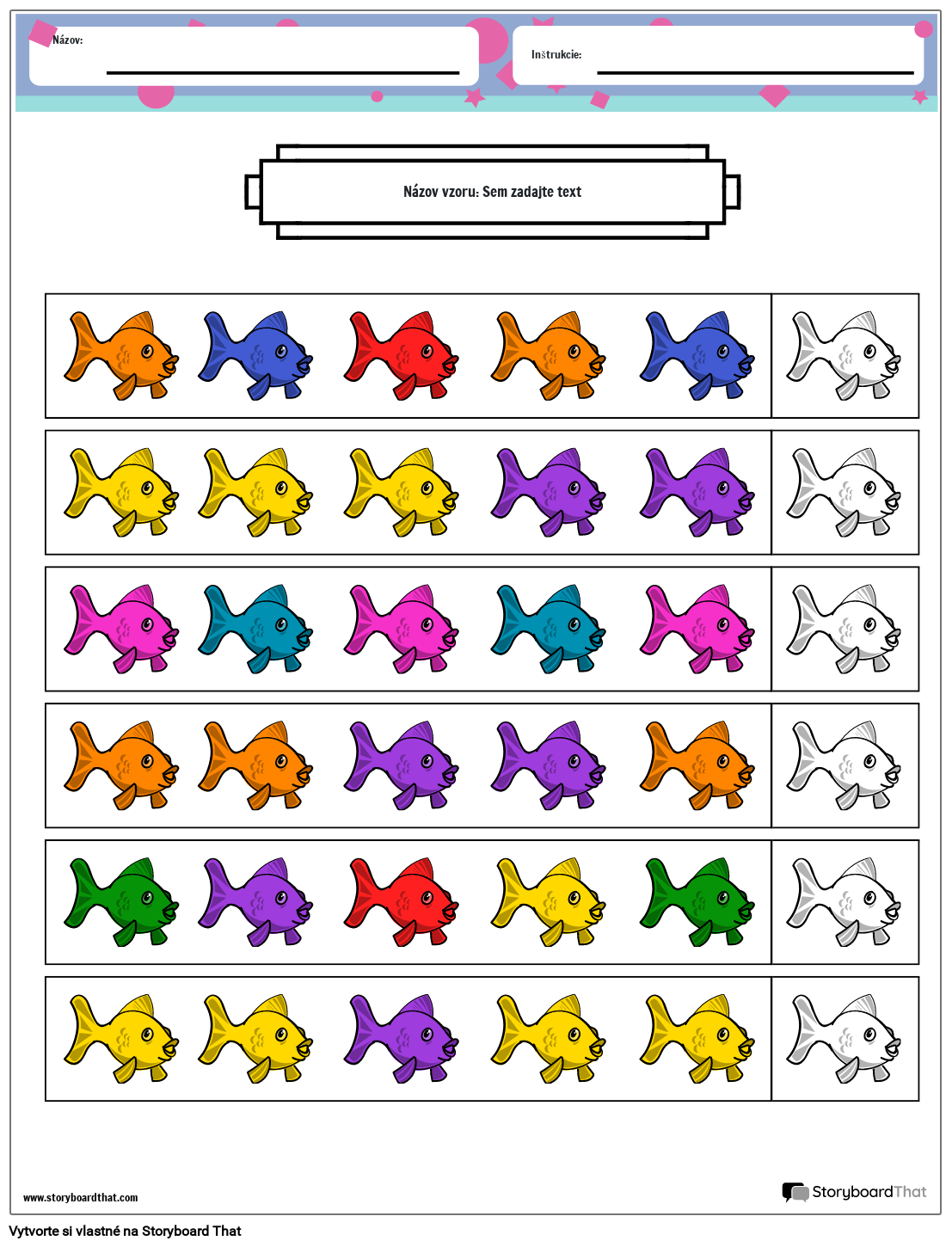 farebná ryba vzor pracovný list Storyboard por sk-examples