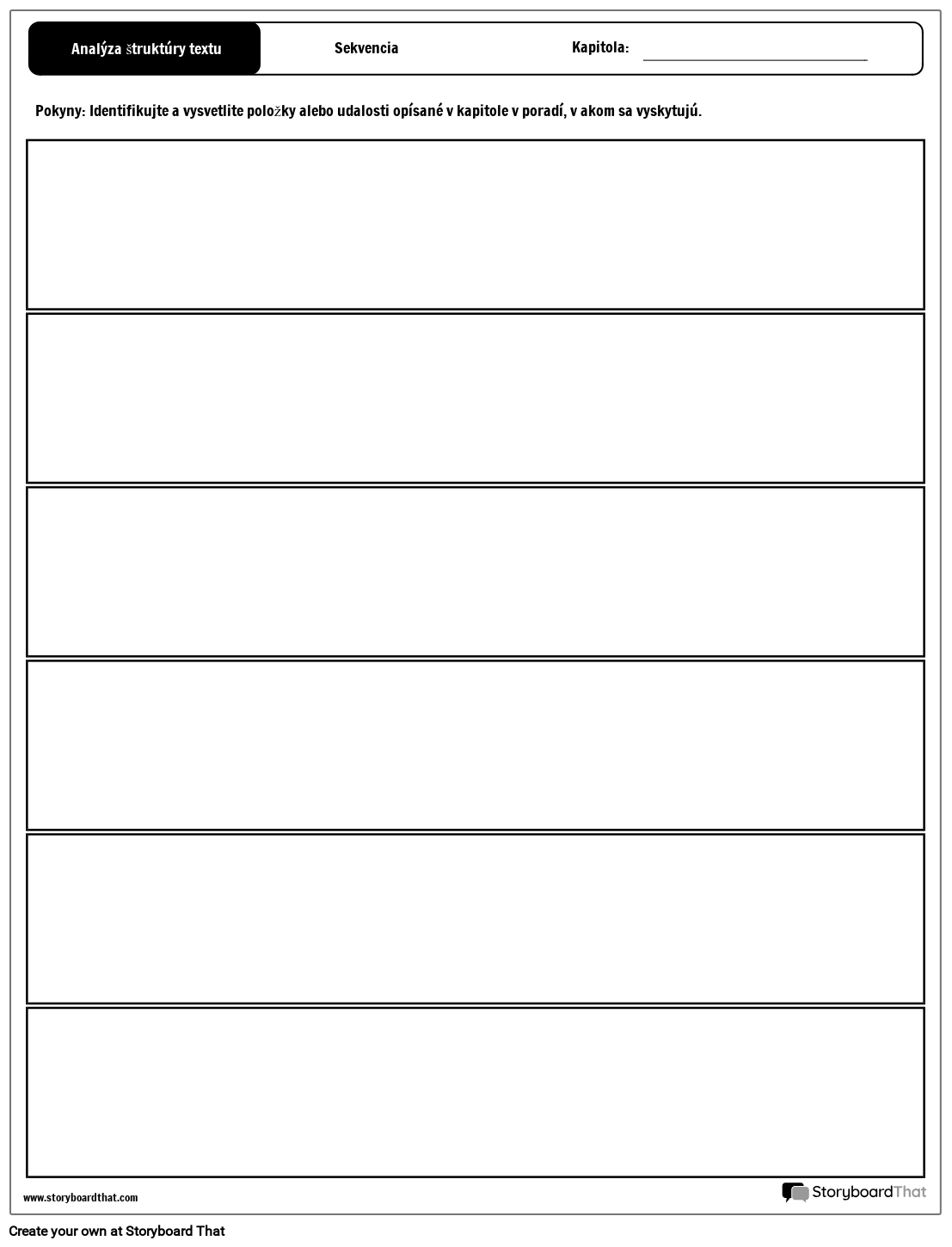 Ita anal za trukt ry textu sekvencia storyboard