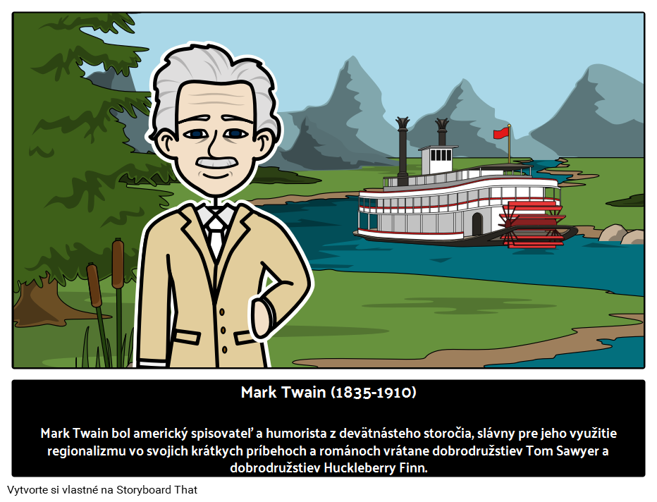 Mark Twain Americký Autor a Humorista Storyboard