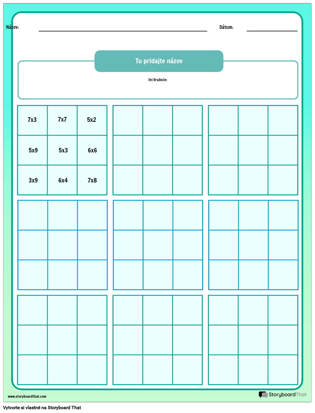 Násobenie Tic Tac Toe – Pracovné Listy Matematickej Hry