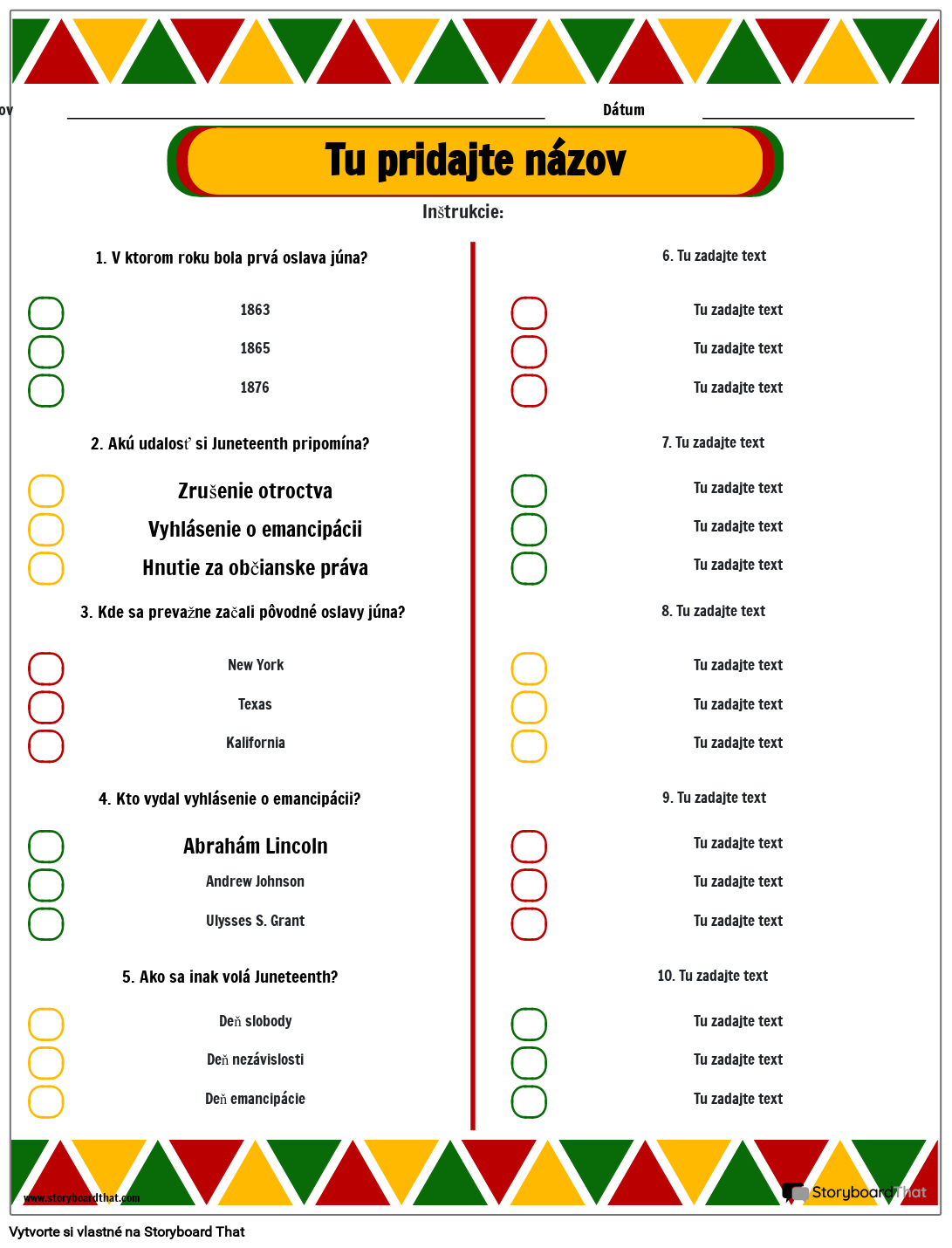 Pracovný List Júnových Drobností Storyboard por sk-examples