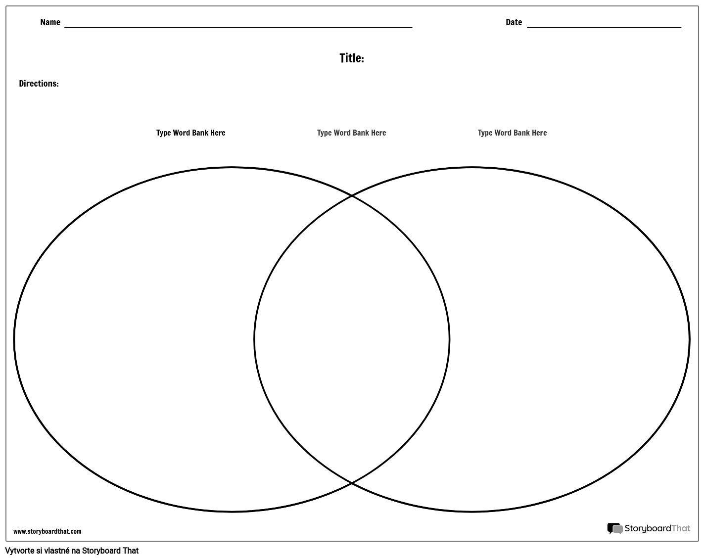 Šablóna Vennovho Diagramu - na Šírku Storyboard