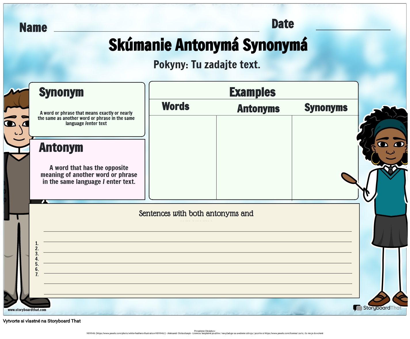 Synonym A Antonym Pracovn List Pre Vy Ro n k