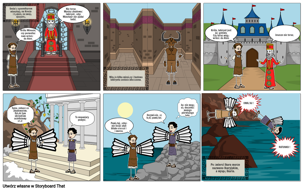 Opowiadanie O Dedalu I Ikarze Komiks - Mit o Dedalu i Ikarze Storyboard by skorpion0911