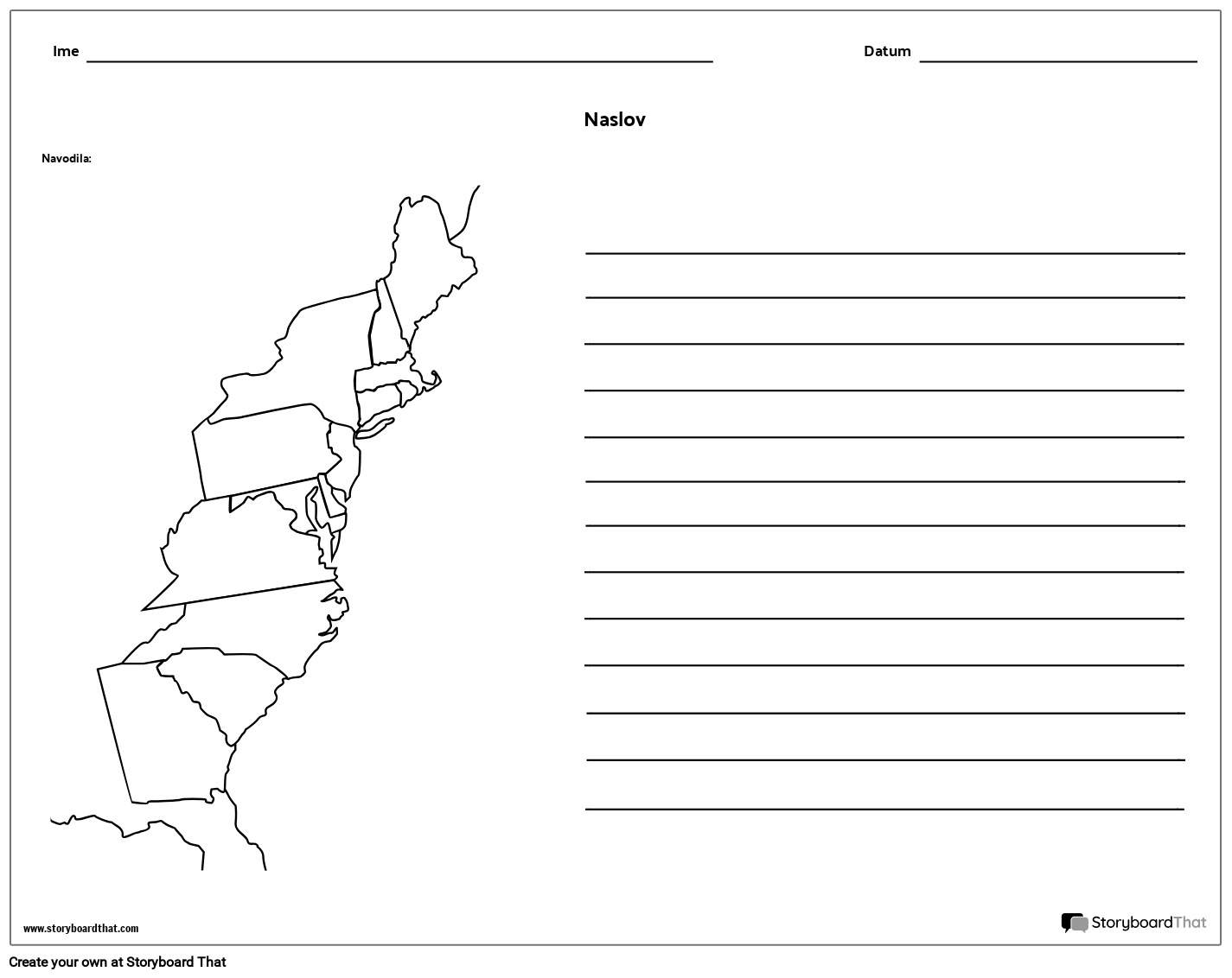 13 Colonies Map - z Linijami Storyboard by sl-examples