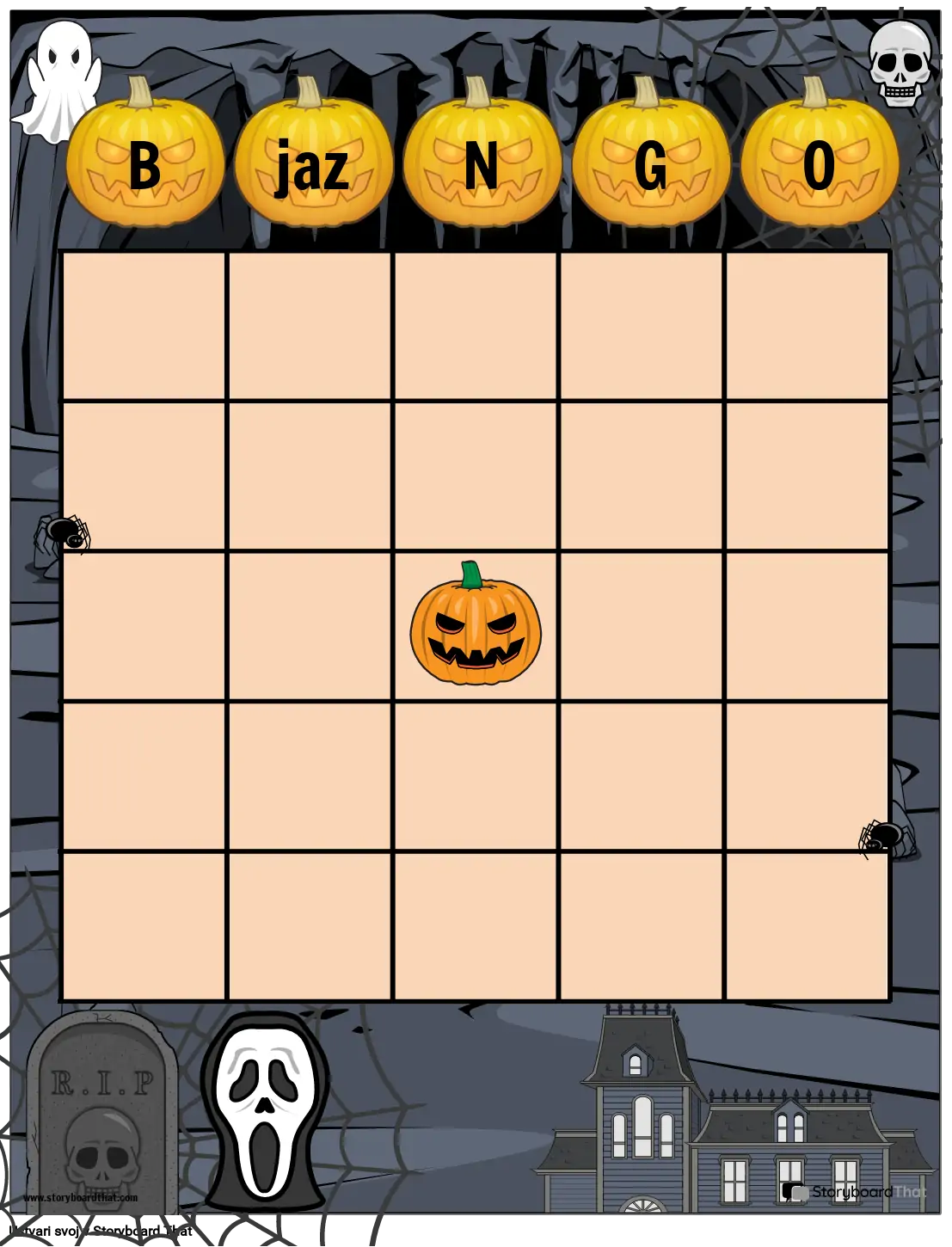Predloga Kartice za Bingo za noč Čarovnic