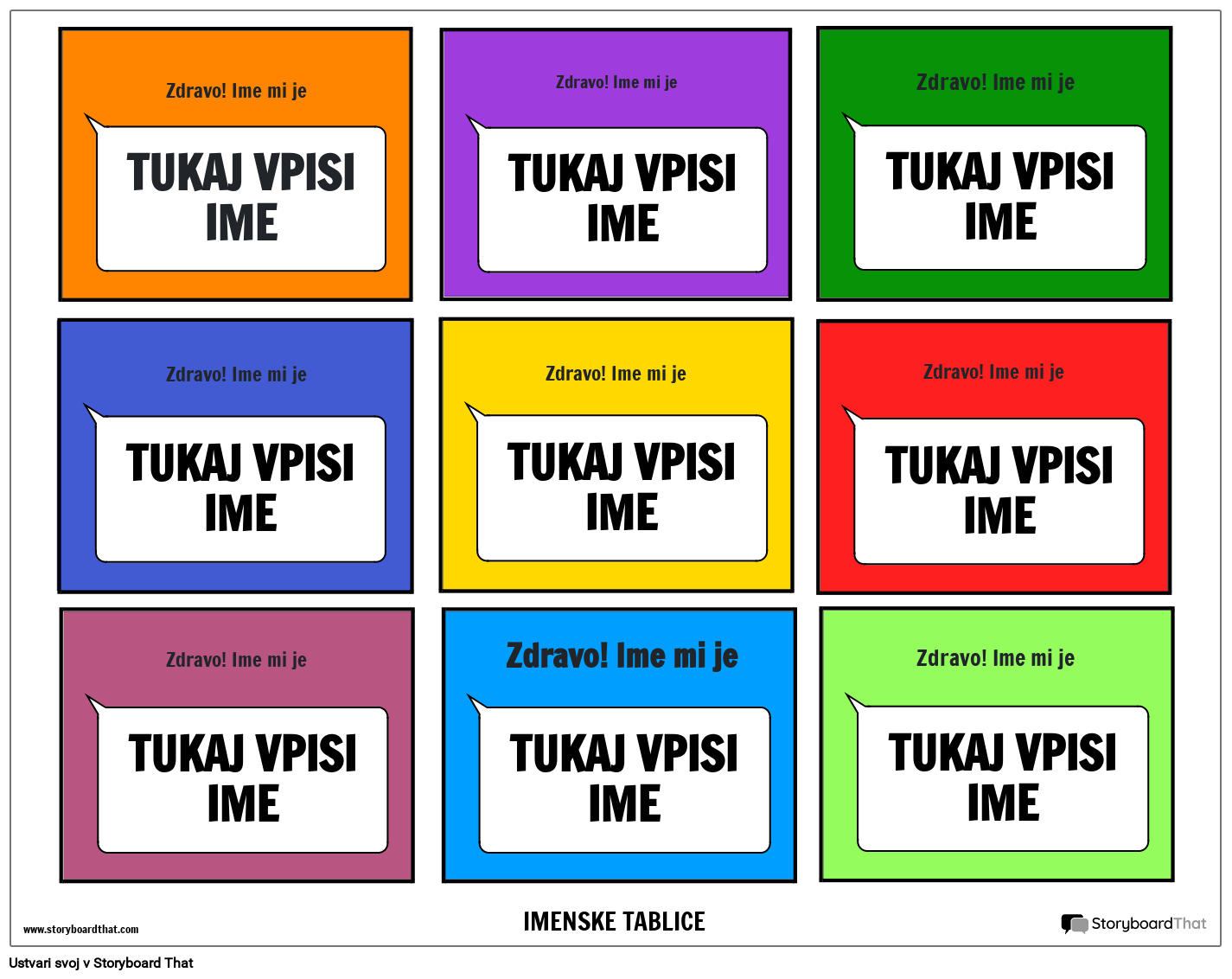 Prikupna Barvita Oznaka z Imenom Storyboard par sl-examples