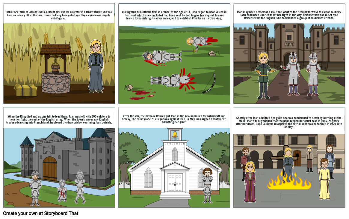 Joan of Arc Biography Storyboard by smellywetfarts69