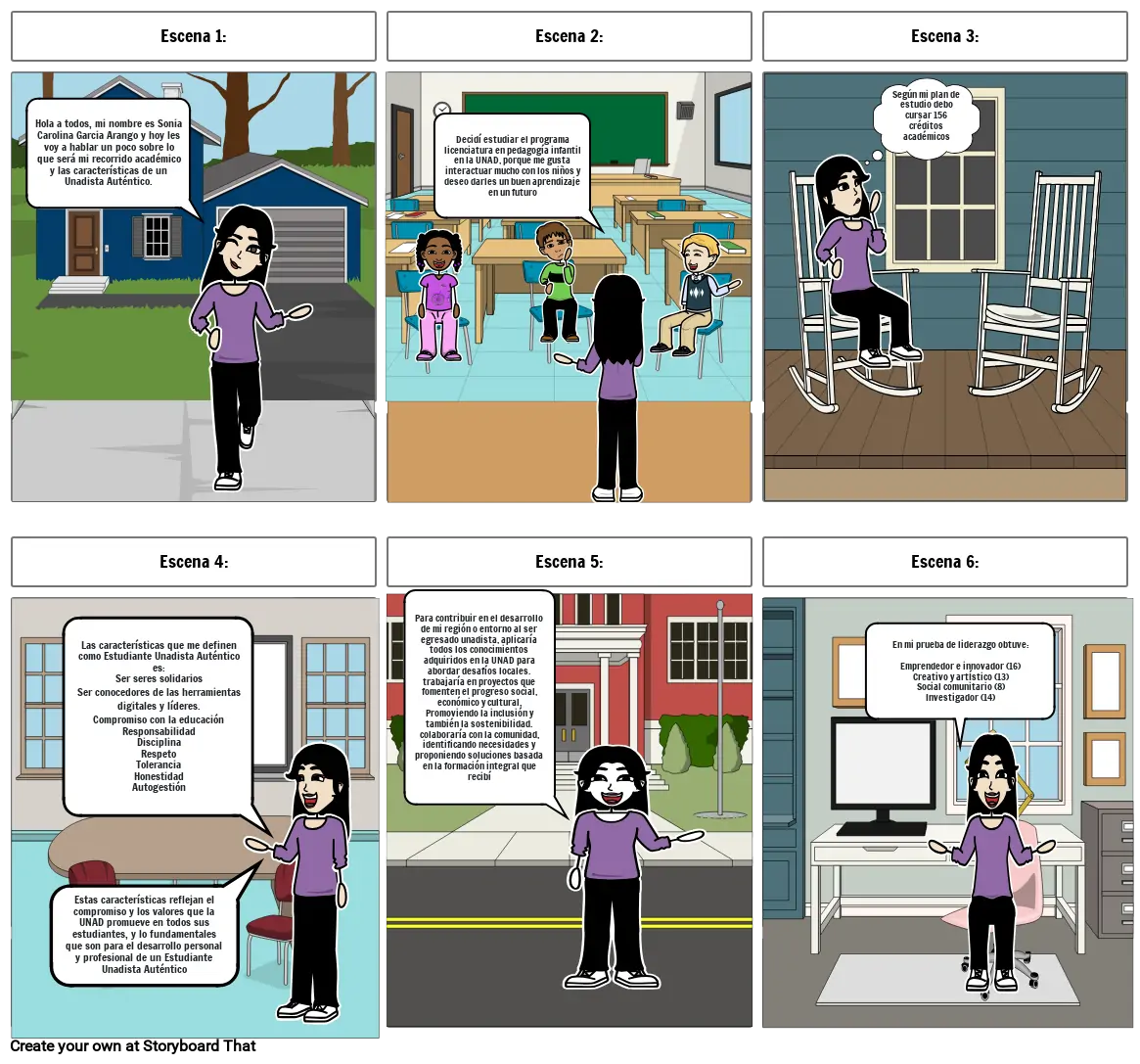 Storyboard recorrido académico y características de un  Unadista Auténtico