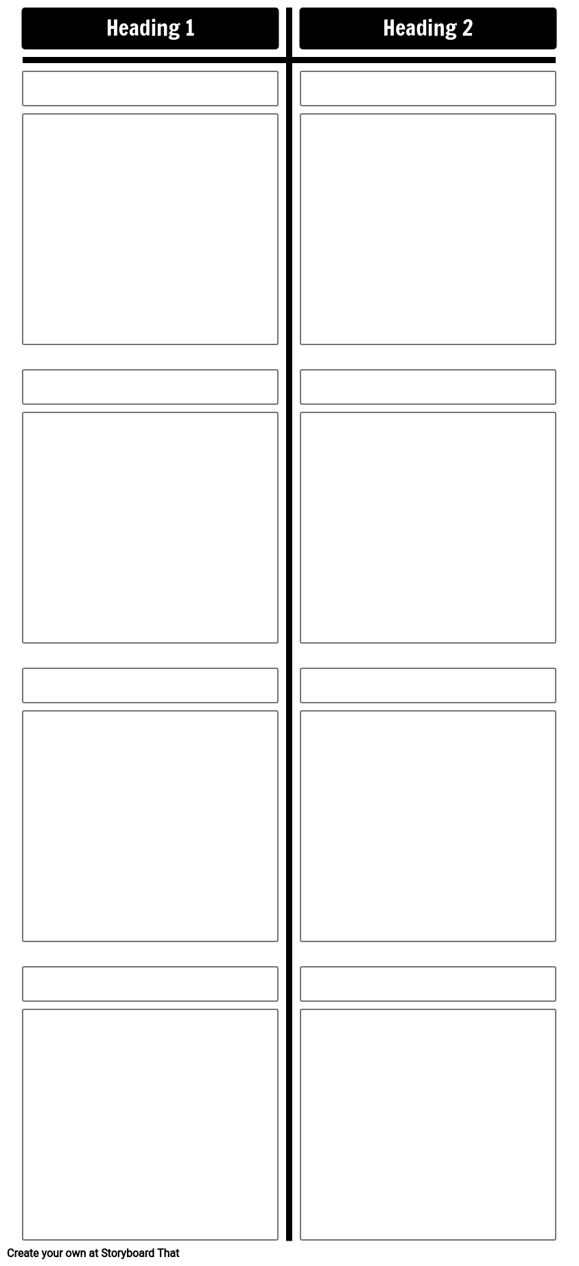 T Chart Template 4 Rows Storyboard por storyboardtemplates