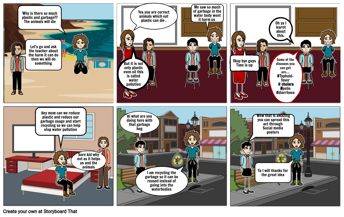 Water pollution Storyboard by sumedha_school