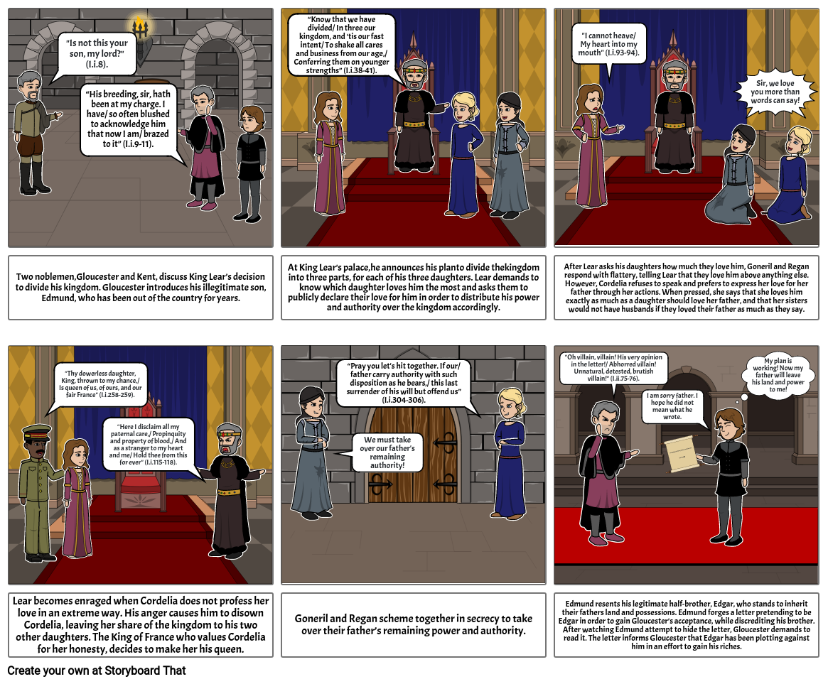 King Lear Storyboard Storyboard by summersmith7