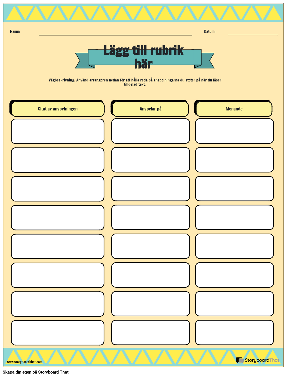 Allusion Tracker Arbetsblad Storyboard por sv-examples