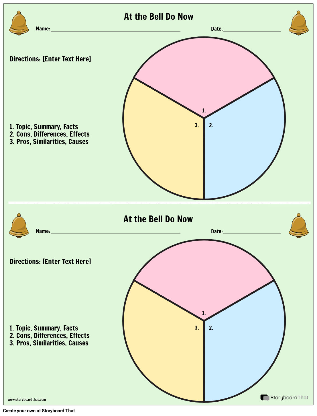Ämneskontrast Gör nu Bell Ringer Color Storyboard