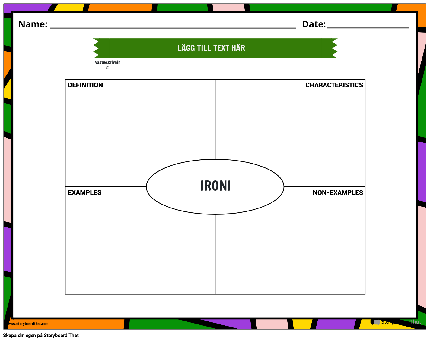 Arbetsblad för att Förstå Ironi Storyboard par sv-examples