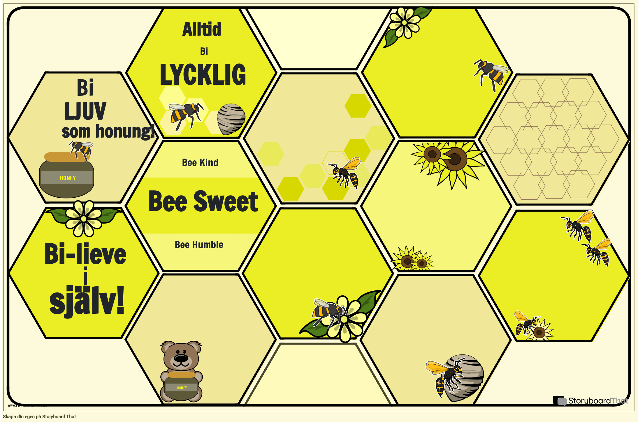 Bee Themed - Motiverande Affisch för Klassrummet