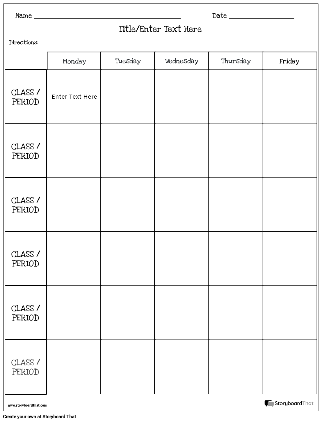 BW Veckoplanerare 6 Storyboard by sv-examples