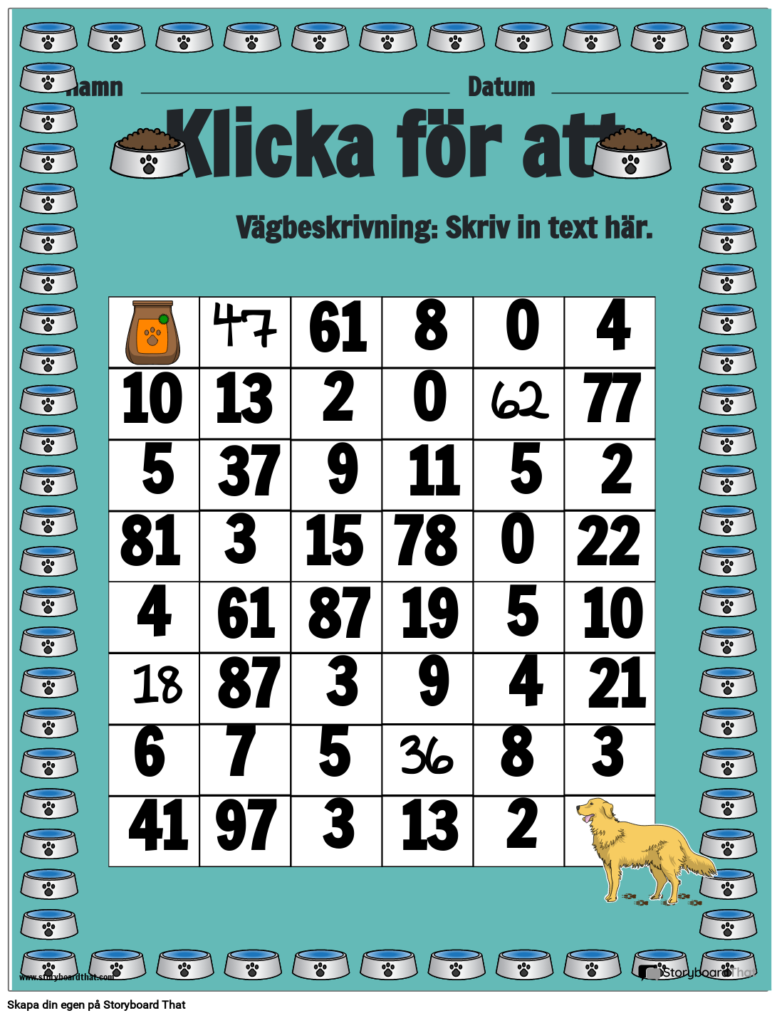 Kalkylblad F r J mna Och Udda Siffror Fr n Hund Till Mat