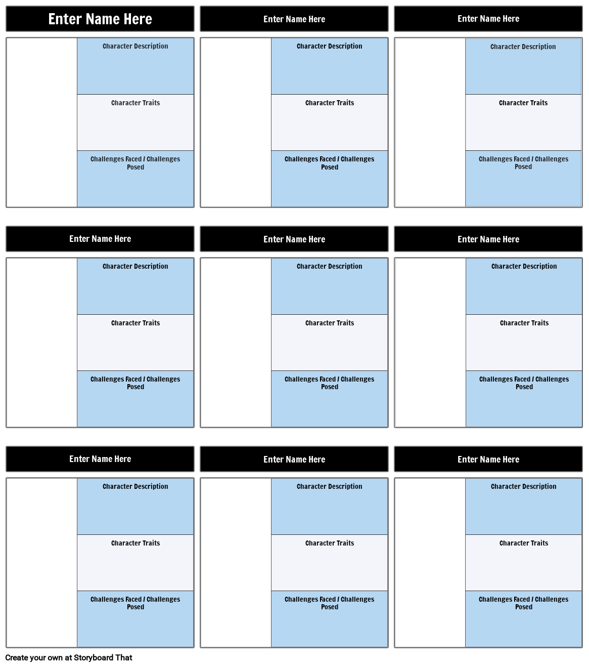 Karaktärskarta Ifylld 3 Blanksteg Storyboard