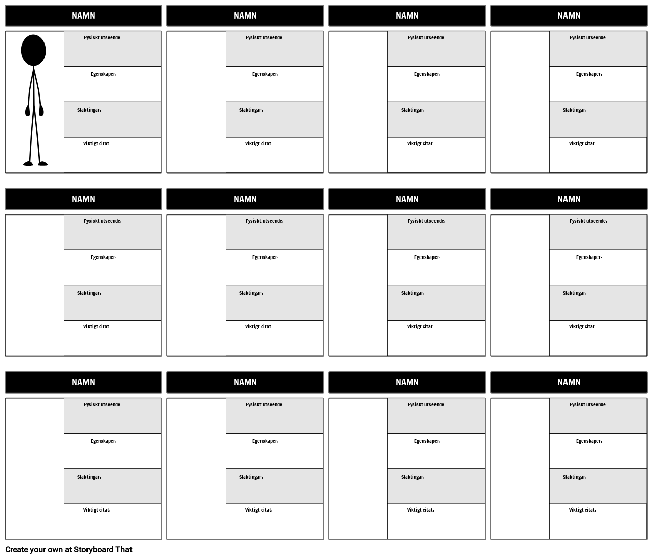 karaktärskartor online Storyboard por sv-examples