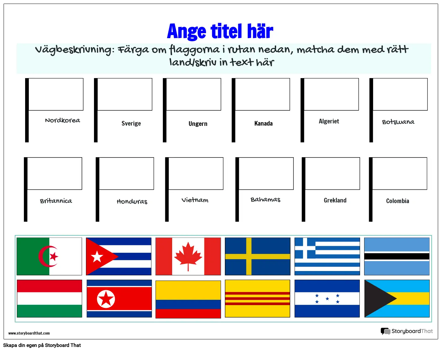 Måla om flagga arbetsblad