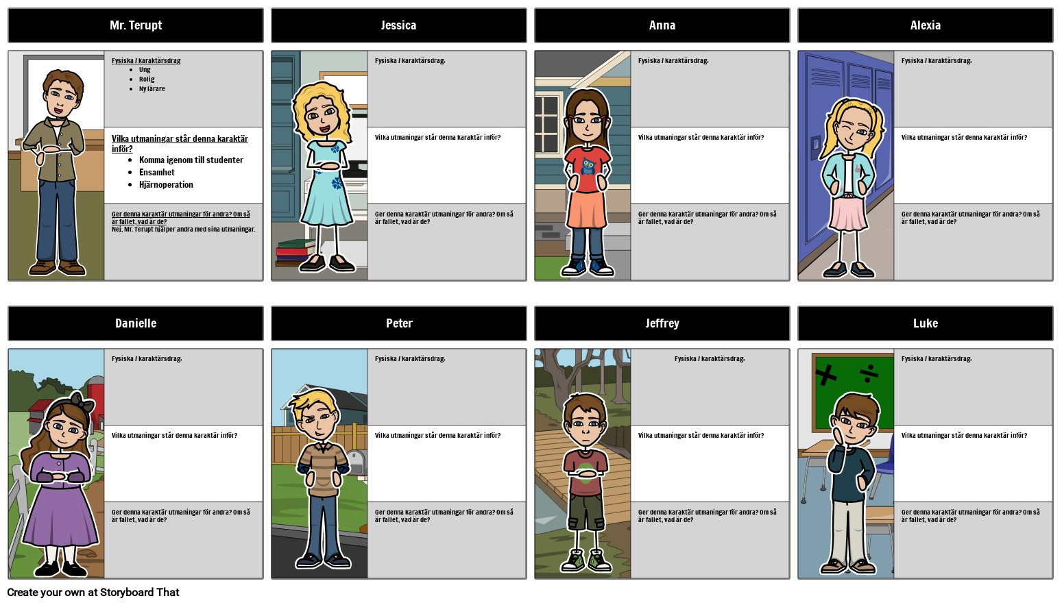 Mr. Terupt Karaktärer