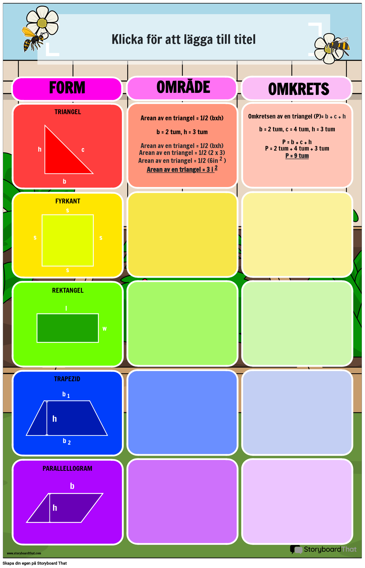 Område Och Omkretsaffisch Med Trädgårdstema Storyboard