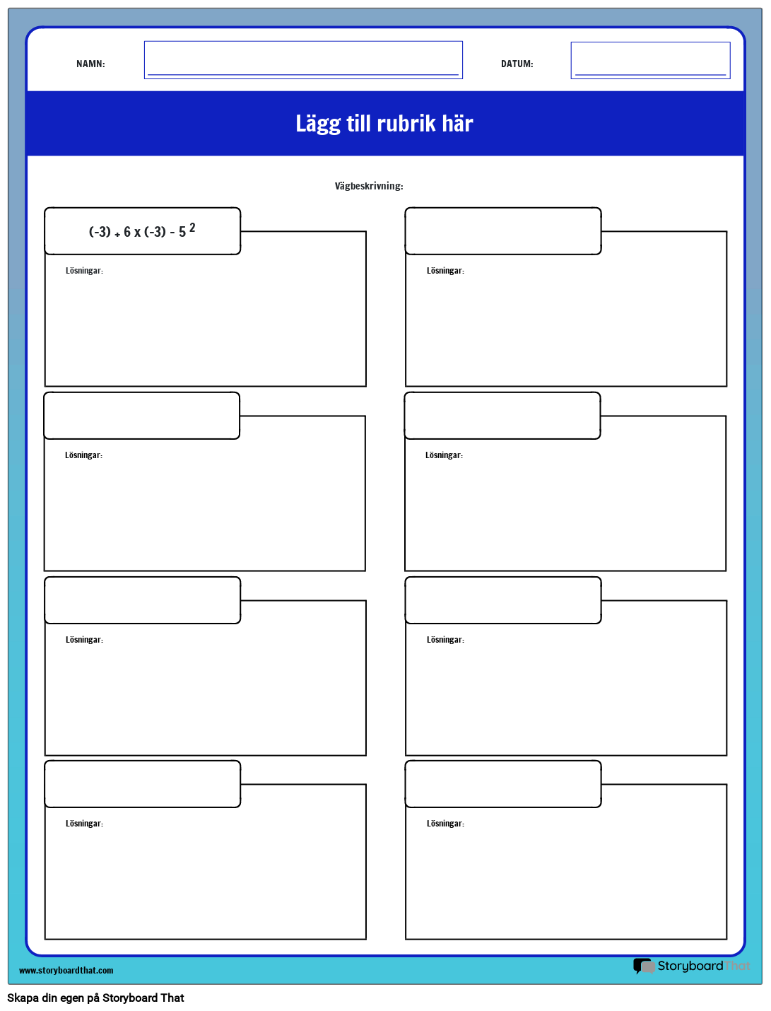 Operationer Av Heltals Arbetsblad Storyboard Por Sv Examples