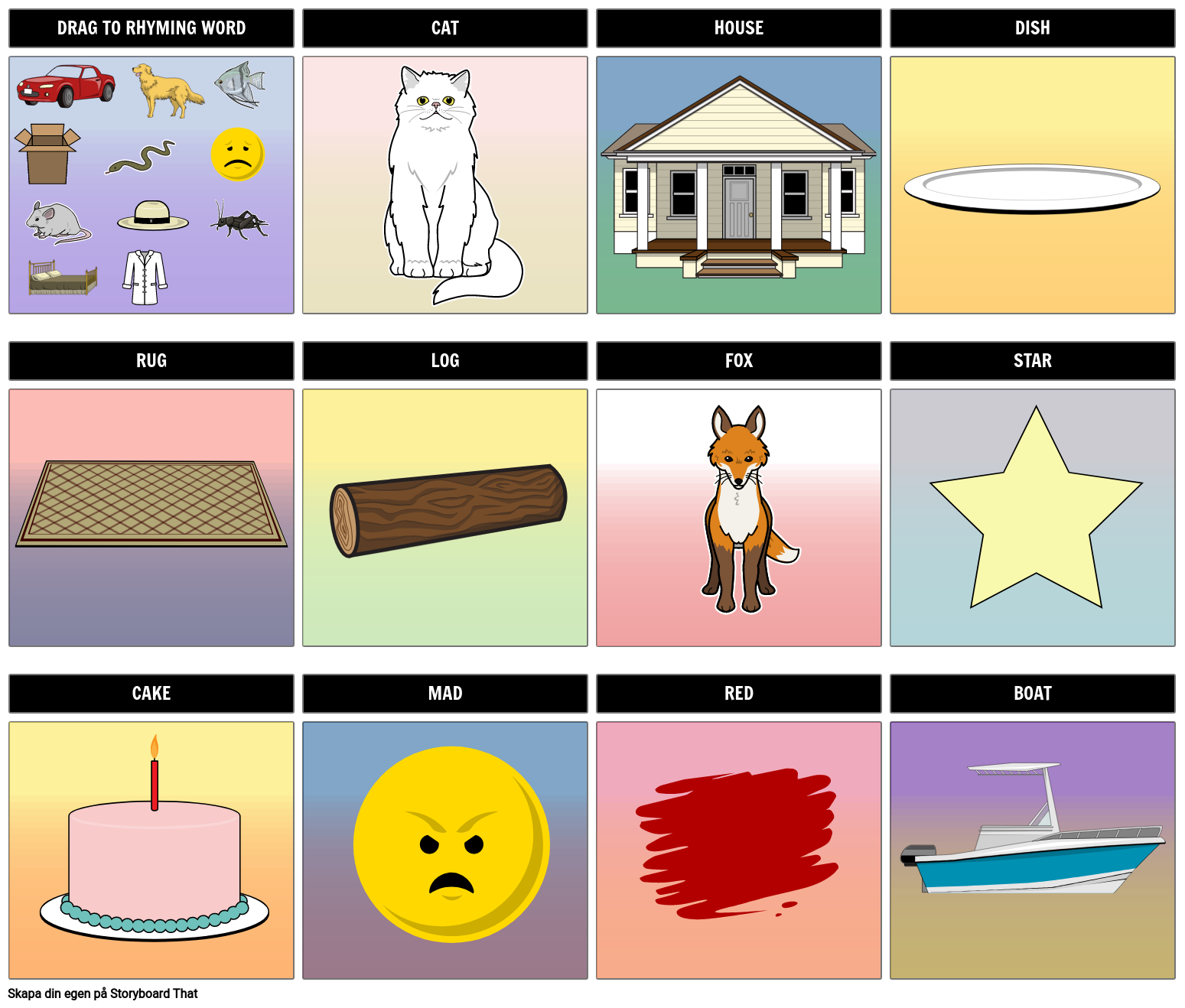 Rhyming Words Activity Storyboard By Sv examples