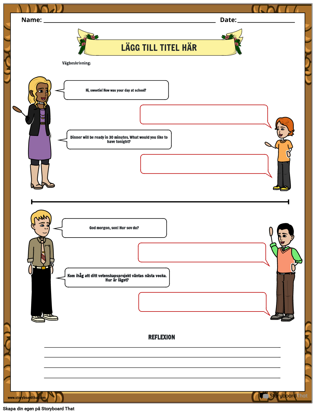 Skapa Ditt Eget Dialogkalkylblad Storyboard by sv-examples