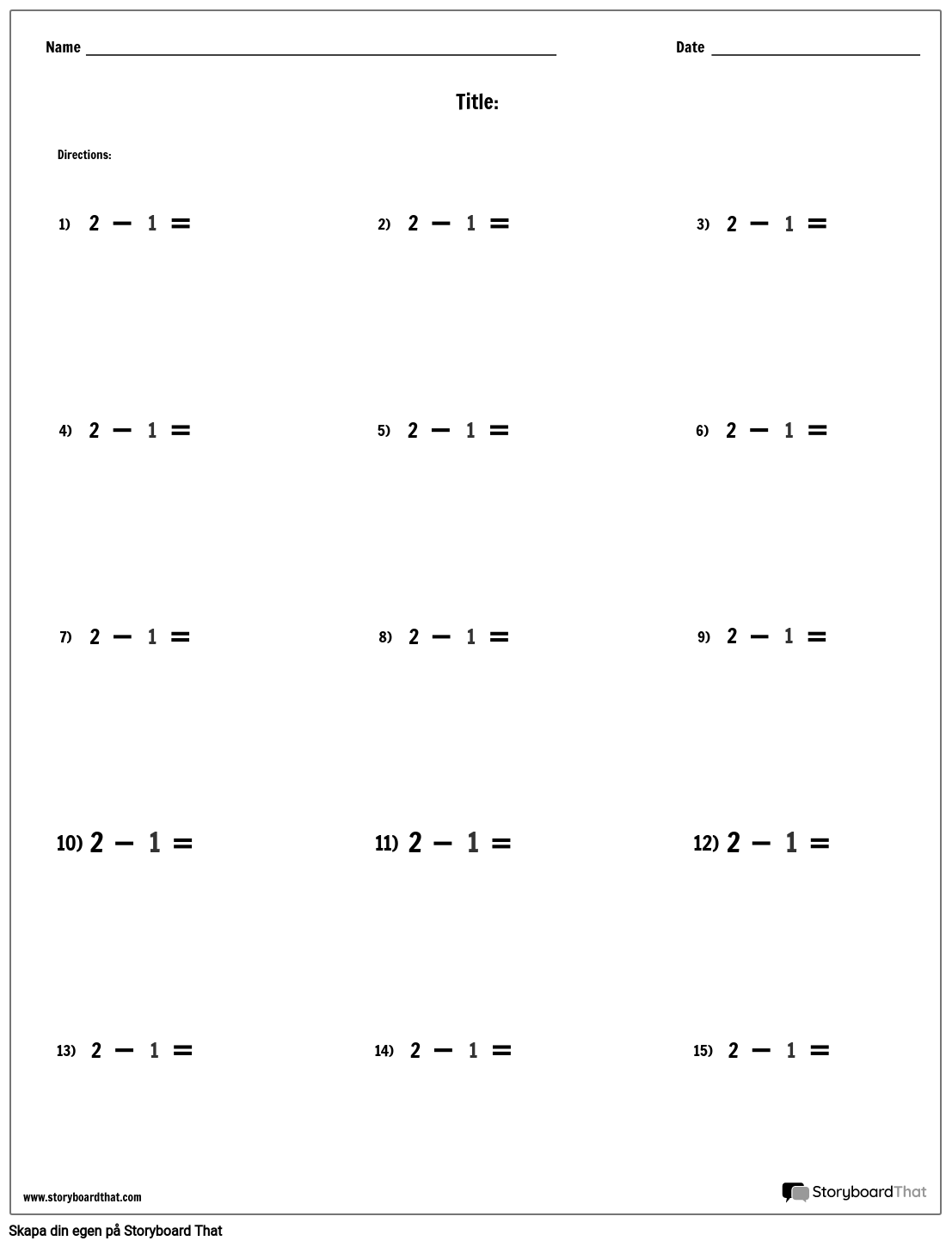 Subtraktion - Single Number - Version 1 Storyboard