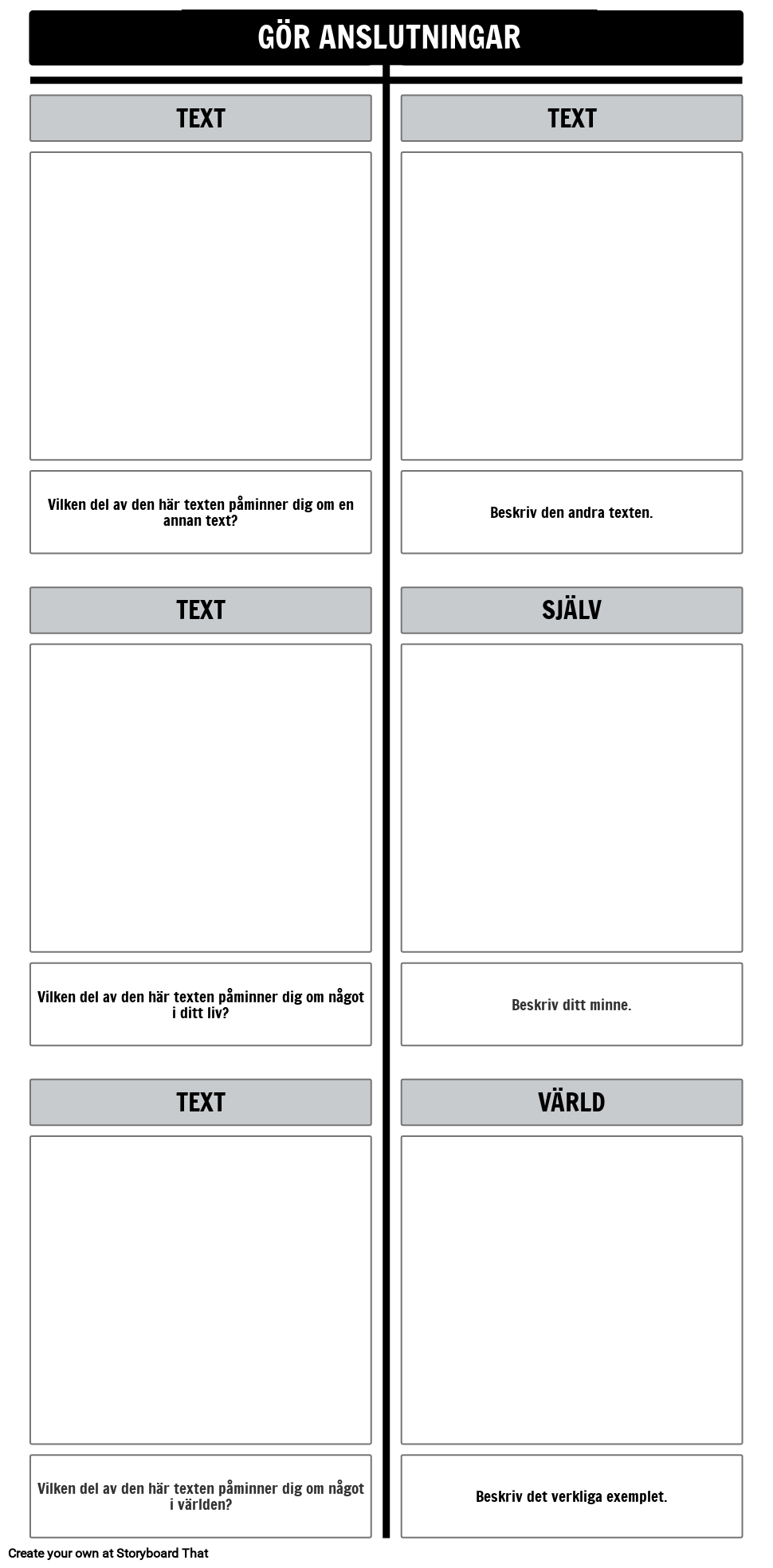 Textanslutningar T-diagrammall