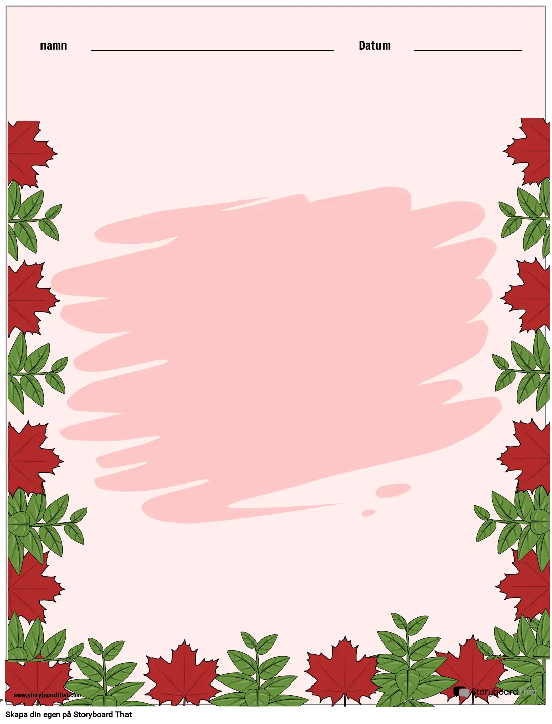 Tomt arbetsblad för lutande aktiviteter Storyboard