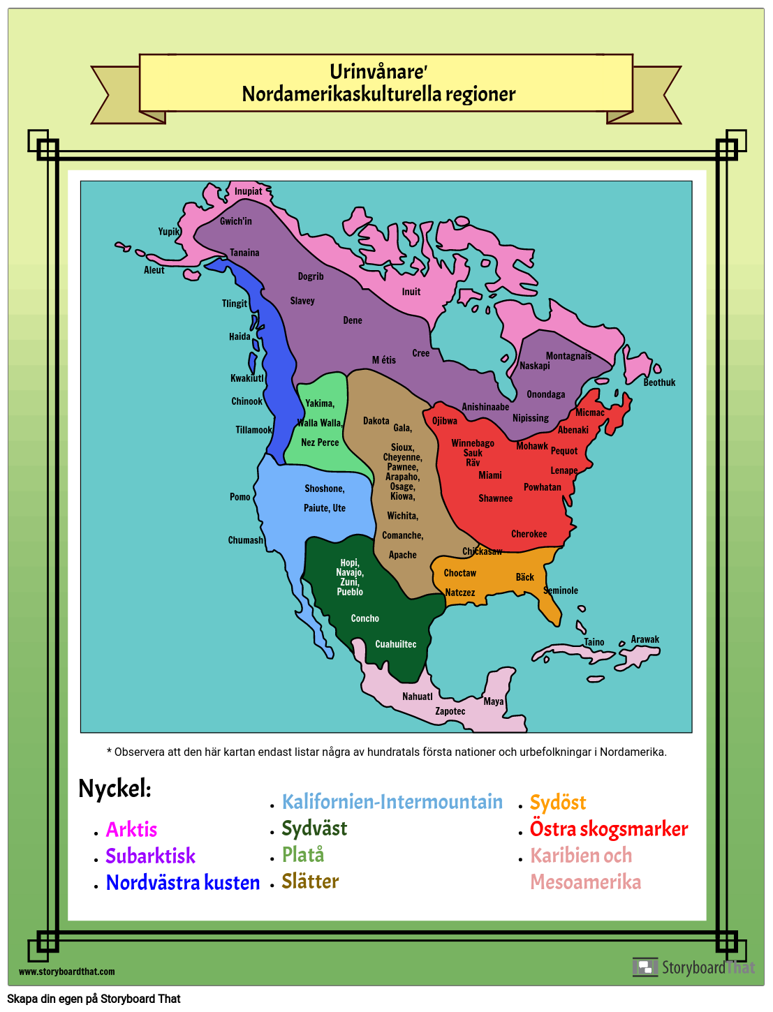 Urbefolkningar I Nordamerika Karta Storyboard By Sv-examples