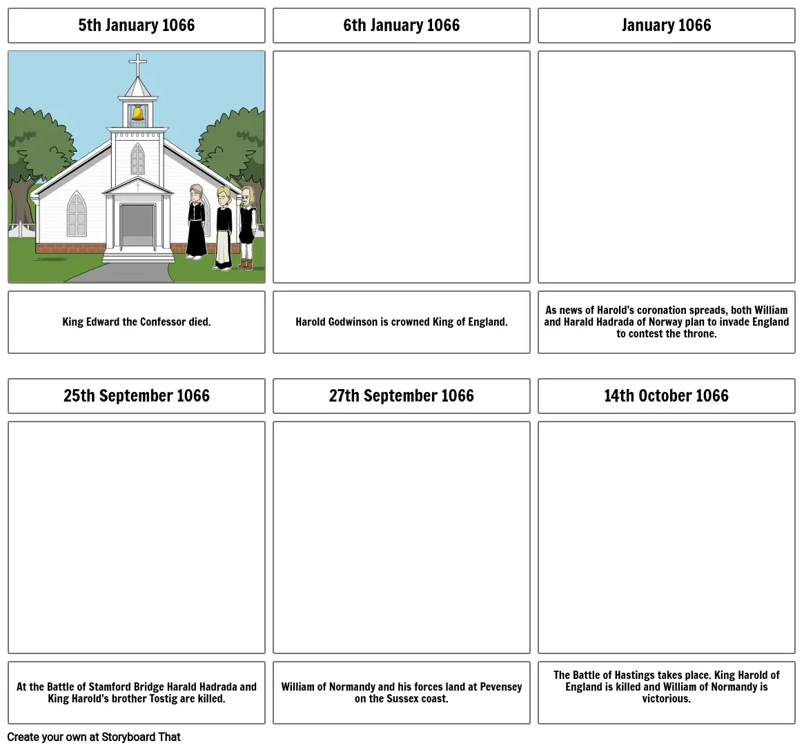 Battle of Hastings Story Board