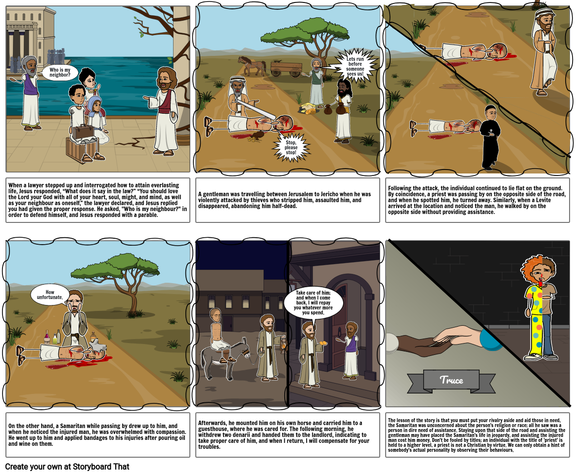 #006C) Cartoon-The Good Samaritan Parable