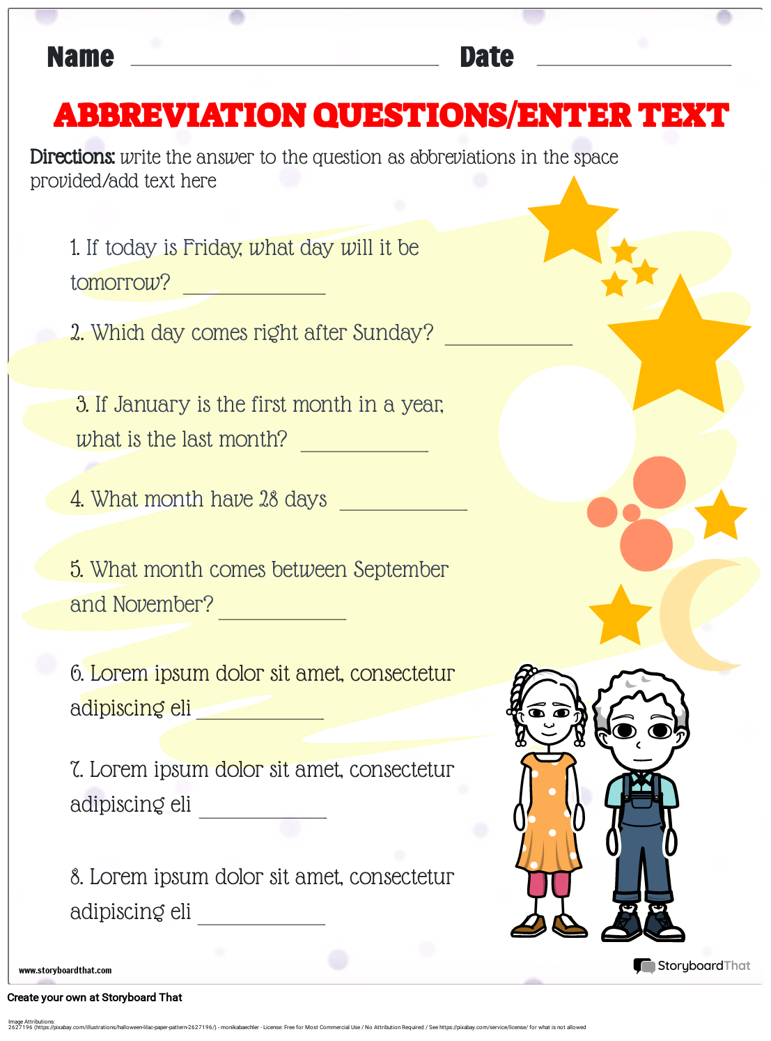 Abbreviation Questions Storyboard By Templates