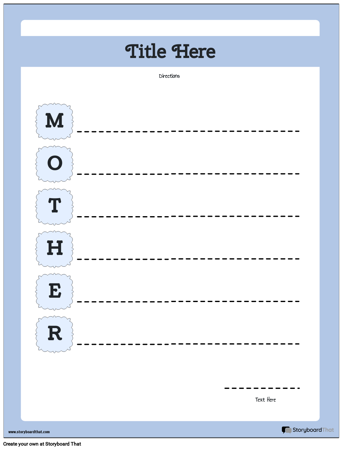 Acrostic Poem for Mom Template Storyboard by templates