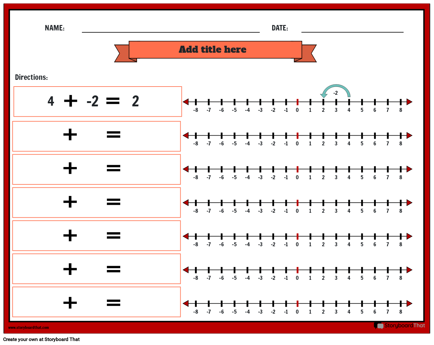 adding-integers-using-number-line-storyboard-by-templates