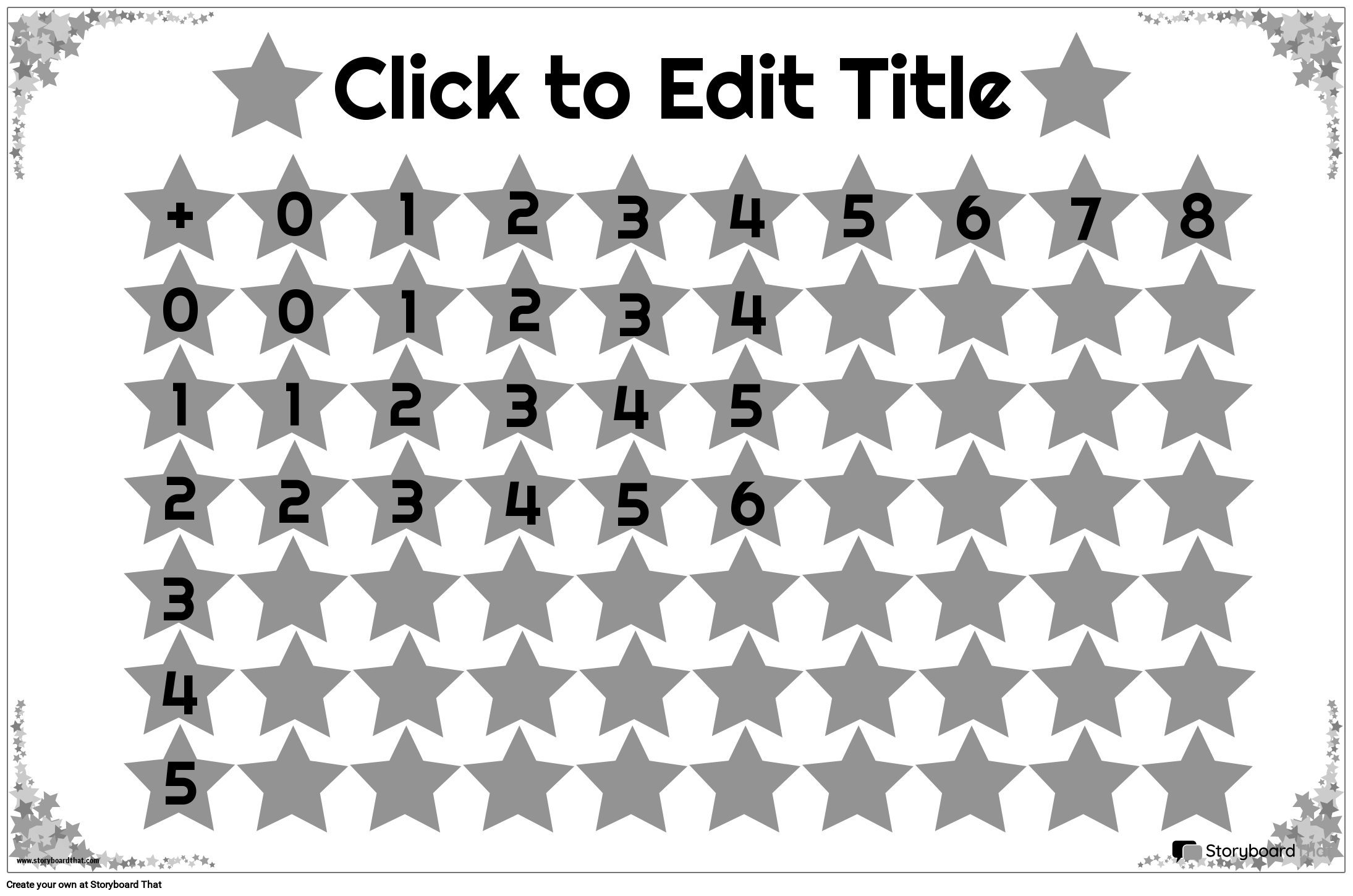 Addition Charts Poster Featuring Stars B&amp;W Storyboard